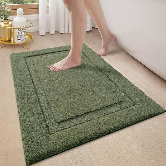 LUMI Ultra Soft Bathroom Rugs Non Slip with Rubber Backing, Absorbent Washable Bath Mat Quick Dry, Upgraded Premium Microfiber Plush Carpet for Bathtub and Shower Floor, Green, 17x30 - ModernBath