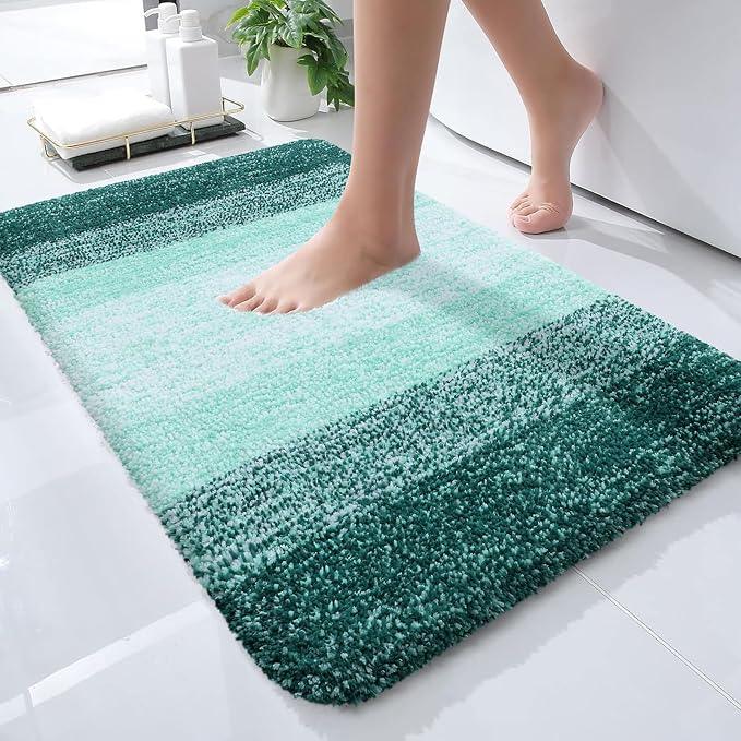 OLANLY Bathroom Rugs Mat 24x16, Extra Soft Absorbent Microfiber Bath Rugs, Rubber Backing, Quick Dry, Washable Bath Mats for Bathroom Floor, Tub and Shower, Home Decor Accessories, Blackish Green - ModernBath