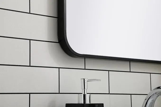 ARS Concepts Aura, Soft Corner Metal Rectangular Mirror 22X36 Inch in, Modern, Black - ModernBath
