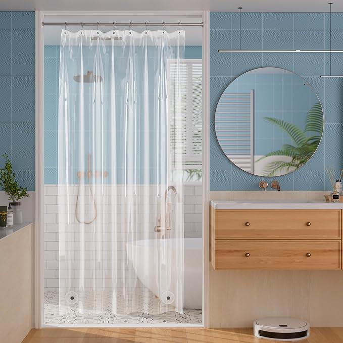 Titanker Stall Shower Curtain Liner 48x72, Clear Lightweight PEVA Shower Curtains for Bathroom, Waterproof Single Shower Liner with 2 Magnets and Rustproof Grommet Holes - ModernBath