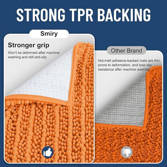 Smiry Bathroom Rugs Mat 36x24, Extra Soft Absorbent Chenille Bath Rugs, Non Slip Rubber Backing Machine Washable Quick Dry Bath Mats for Bathroom Floor, Tub, Shower, Home Decor Accessories, Orange - ModernBath