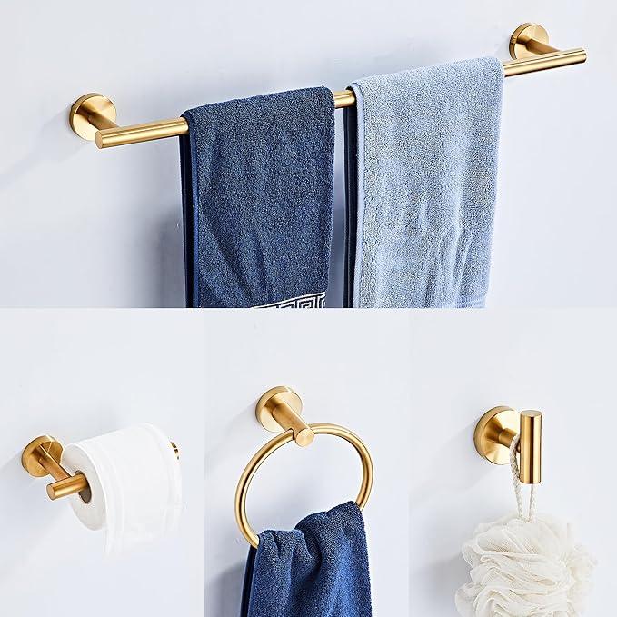 Brushed Gold Bathroom Hardware Set 10 Piece with Towel Racks for Bathroom, SUS304 Stainless Steel Bath Towel Bar Set, 24 Inch Wall Mounted Accessories Kit… - ModernBath