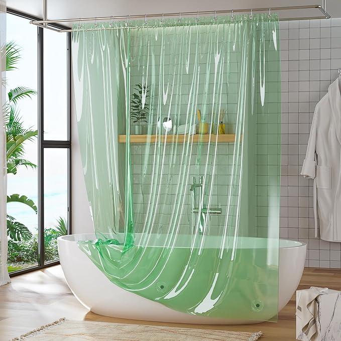 Titanker Shower Curtain Liner, Plastic Shower Liner PEVA 72 x 72 Lightweight Waterproof Shower Curtains for Bathroom with Magnets and Grommets, Forest Green - ModernBath