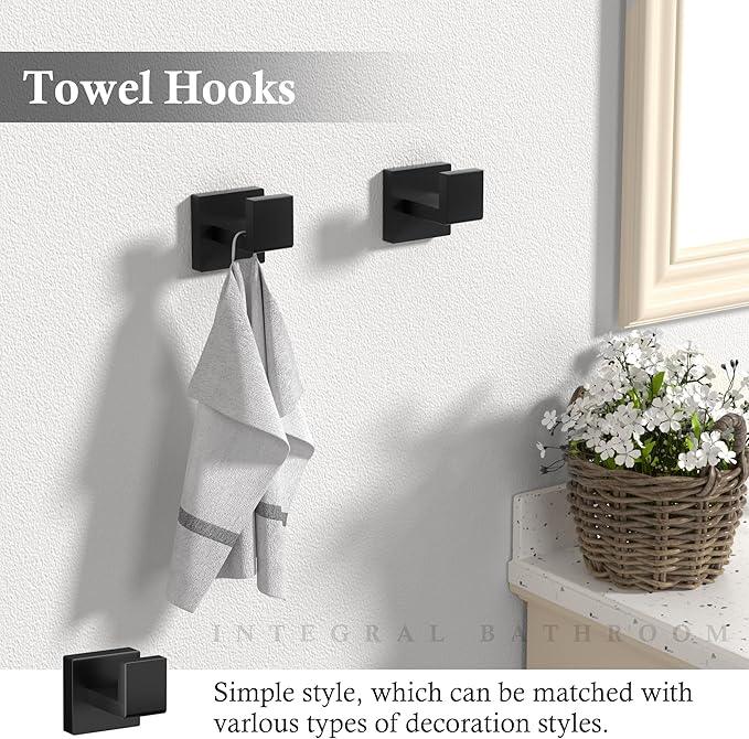 10-Pieces Matte Black Bathroom Accessories Set, 23.6 Inch Bath Towel Bar Set, SUS 304 Stainless Steel Bathroom Hardware Set, Towel Racks for Bathroom Wall Mounted. - ModernBath