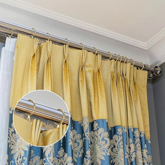 Hotop 30 Pcs Metal Drapery Curtain Rings 0.98/1.26/1.65 inch Interior Diameter and 30 Pcs Hanging Curtain Drapery Pin Hooks for Window Door Shower(Gold,42 mm) - ModernBath