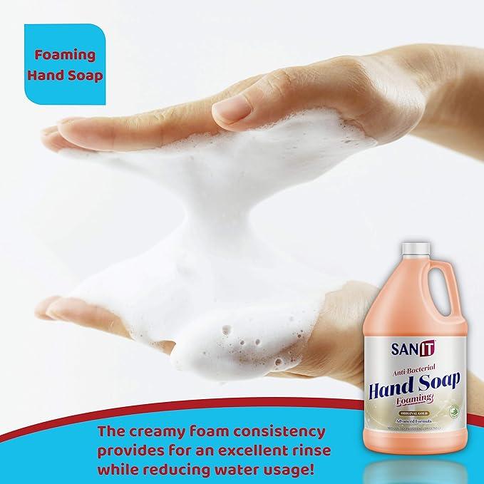 Sanit Antibacterial Foaming Hand Soap Refill - Advanced Formula with Aloe Vera and Moisturizers - All-Natural Moisturizing Hand Wash - Made in USA, Original Gold, 1 Gallon - ModernBath