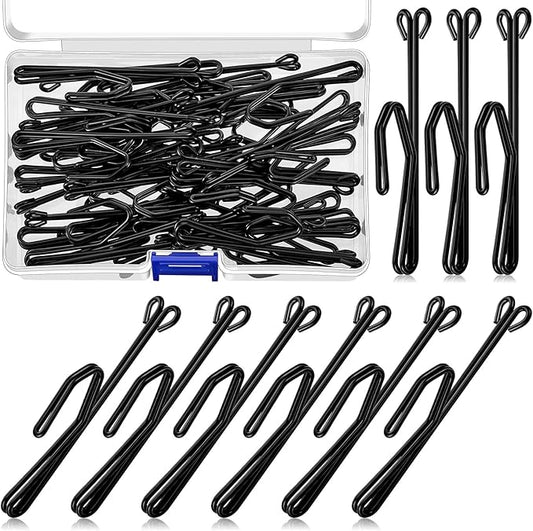 70 Pieces Metal Curtain Hooks Slip on Drapery Hook Shower Curtains Hooks Stainless Steel Drapery Pins and Hook for Window Door Curtain and Bathroom (Black)