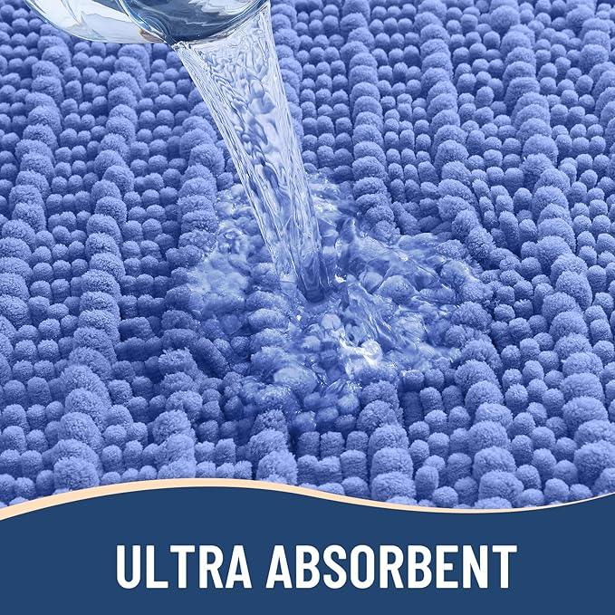 Arotive Luxury Chenille Bathroom Rug Mat, Extra Soft Thick Absorbent Shaggy Bath Rugs, Non-Slip Machine Wash Dry, Plush Bath Mats for Bathroom, Shower and Tub, 30x20, Cornflower Blue - ModernBath