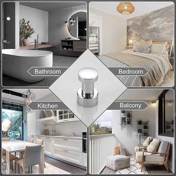 BVL Brass Robe Hook, 5 Pack, Chrome, Wall-Mounted, for Bathroom and Kitchen - ModernBath