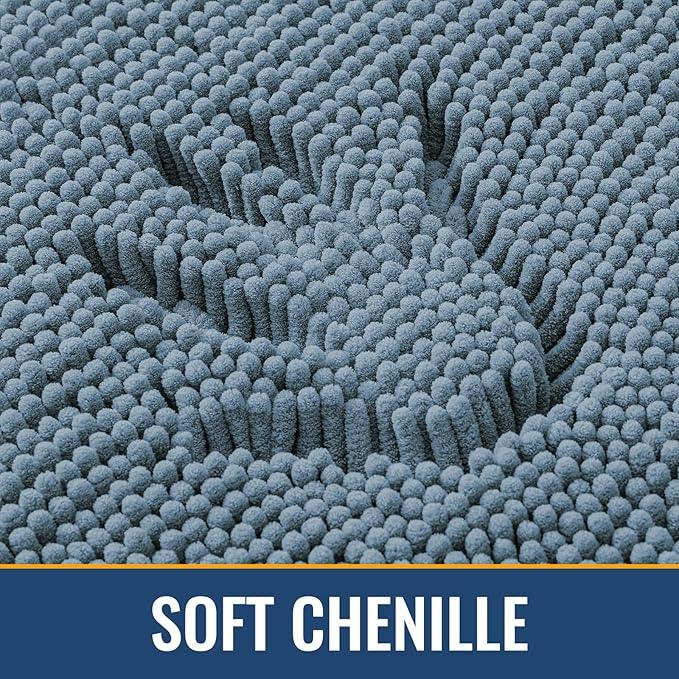 Arotive Bathroom Rugs 30x20, Extra Soft Absorbent Shaggy Chenille Bath Rugs, Machine Washable Rubber Backing Non-Slip Bath Mats for Bathroom Floor Tub and Shower, Home Decor Accessories, Grayish Blue - ModernBath