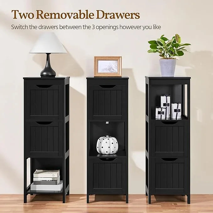 Yaheetech Bathroom Storage Cabinet, Small Floor Cabinet with 2 Removable Drawers, Slim Storage Organizer Rack Stand for Bathroom/Kitchen/Corner/Small Space,Black - ModernBath