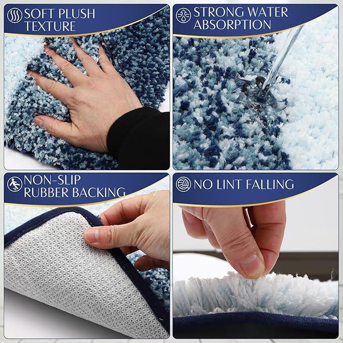 WSBArt 32PCS Bathroom Set Bathroom Sets with Shower Curtain and Rugs Navy Blue Bathroom Accessories,Shower Curtain Set,Bathroom Rug Set with Bathroom Trash Can - ModernBath