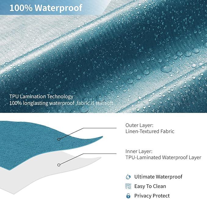 THAIGEE 2-in-1 Waterproof Fabric Shower Curtain or Liner,Linen Textured,Breathable TPU & Washable Bathroom Shower Curtain Set with 12 Plastic Hooks,Modern,72"x72" Oceanblue - ModernBath
