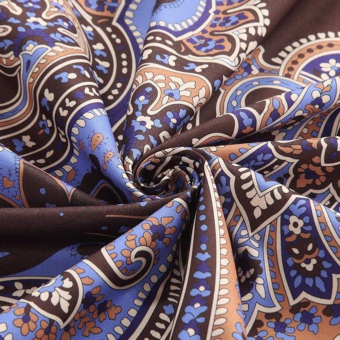 BESTRIPES 90 Inch Boho Shower Curtain, Extra Long Brown and Blue Bohemian Paisley Pattern Waterproof Fabric Shower Curtains for Bathroom, 72" W x 90" H - ModernBath