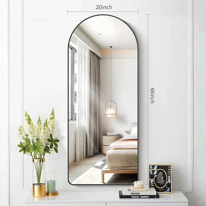 FORBATH Large Arched Wall Mirror 48x20 Inch, Black Arch Bathroom Mirror with Aluminum Frame, Arched Mirror for Dresser, Fireplace,Entryway,Home Decor,Hanging or Leaning Against Wall - ModernBath