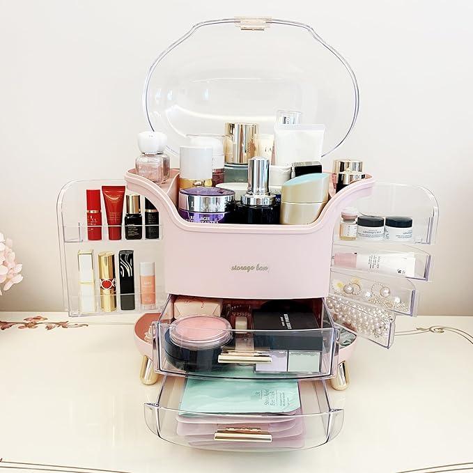 Omeily Upgrade Large Makeup Organizer Countertop Vanity Organizer Cosmetic Organizer Makeup Storage Box Bathroom Counter Organizer Perfume Skincare Organizers Gift Women Clear Design Easy Visibility - ModernBath