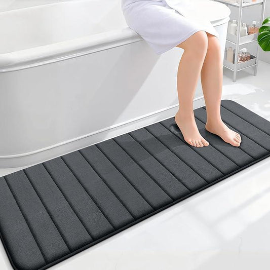 OLANLY Memory Foam Long Bathroom Rugs Runner 59x20, Super Soft Absorbent Bath Mat, Quick Dry, Machine Washable Shower Floor Rugs, Bathmat Carpet, Bathroom Home Decor Accessories, Dark Gray - ModernBath