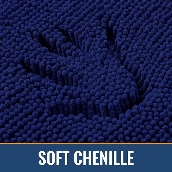 Arotive Bathroom Rugs 30x20, Extra Soft Absorbent Shaggy Chenille Bath Rugs, Machine Washable Rubber Backing Non-Slip Bath Mats for Bathroom Floor Tub and Shower, Home Decor Accessories, Navy - ModernBath