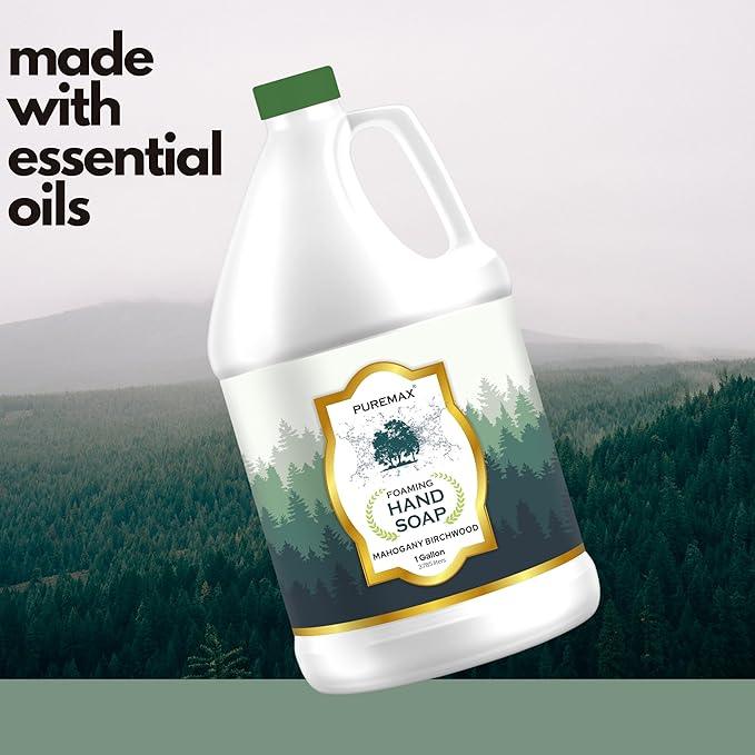 Puremax Foaming Hand Soap Refills | Mahogany Birchwood | Gentle, Moisturizing | All-Natural | Made in USA | 128 Fl Oz (1 Gallon) | - ModernBath