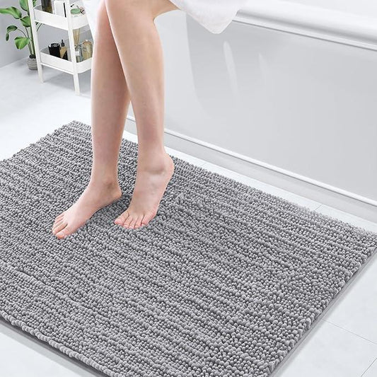 Arotive Luxury Chenille Bathroom Rug Mat, Extra Soft Thick Absorbent Shaggy Bath Rugs, Non-Slip Machine Wash Dry, Plush Bath Mats for Bathroom, Shower and Tub, 44x32, Grey - ModernBath