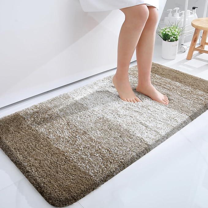 OLANLY Bathroom Runner Rugs 47x24, Extra Soft Absorbent Microfiber Bath Rugs, Rubber Backing, Quick Dry, Machine Washable Bath Mats for Bathroom Floor, Tub and Shower, Home Decor Accessories, Coffee - ModernBath