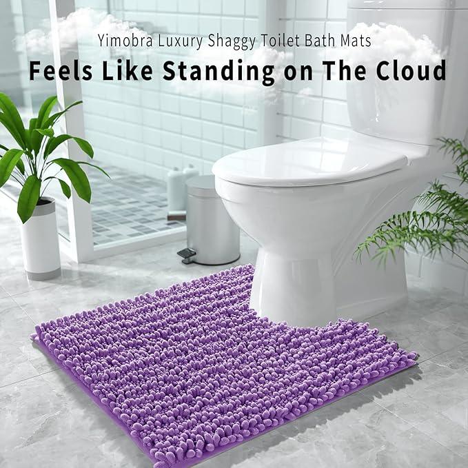 Yimobra Toilet Rug U Shaped Washable 24x20 Inch - Ultra Soft Absorbent Chenille Bath Rugs for Toilet, Quick Dry & Machine Washable, Non Slip Contour Bathroom Mat, Lavender - ModernBath