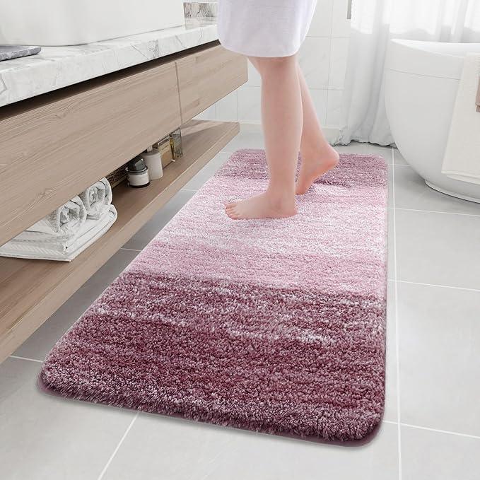 Arotive Microfiber Bathroom Rugs, Shaggy Soft and Absorbent Bath Rug, Non-Slip, Thick Plush Machine Washable Dry Bath Mats for Bathroom, Tub and Shower, 59x24, Mauve, Rectangular - ModernBath