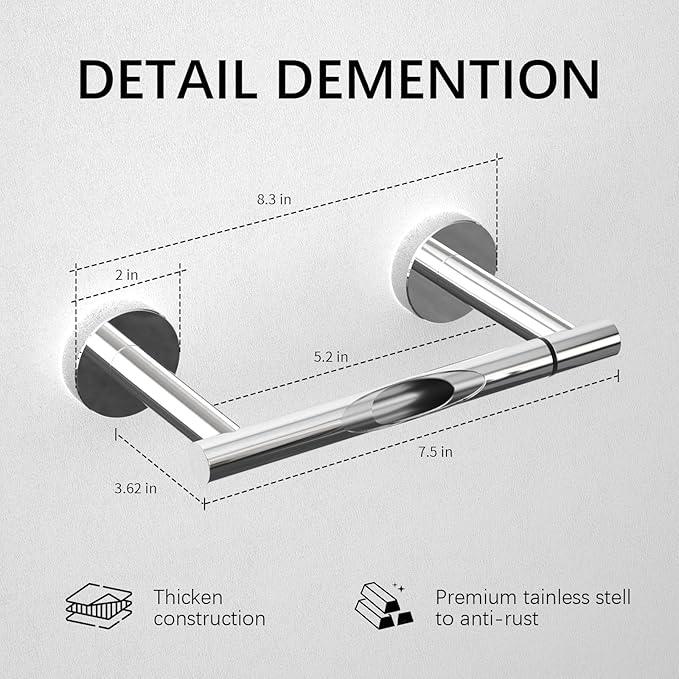 BWE Chrome Toilet Paper Holder Wall Mounted Double Post Pivoting Toilet Tissue Holders SUS 304 Stainless Steel Toilet Roll Holder for Bathroom Kitchen and RV Washroom - ModernBath