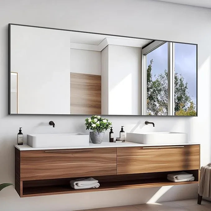 KOCUUY 72x30 Inch Large Black Wall Mounted Mirror,Aluminum Framed Decorative Rectangular Bathroom Mirror for Wall Over Sink,Vanity Mirror for Bedroom Living Room Bathroom,Functional Oversized Mirror - ModernBath