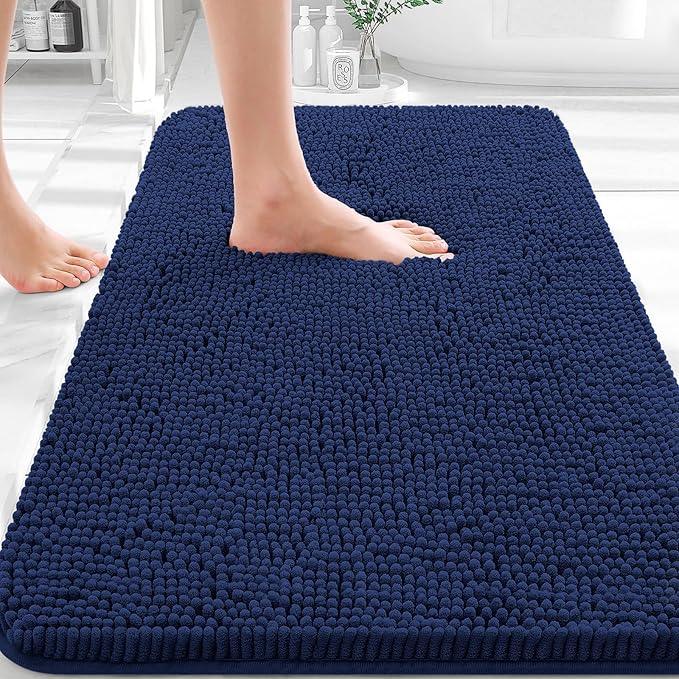 OLANLY Bathroom Rugs 30x20, Extra Soft Absorbent Chenille Bath Rugs, Rubber Backing Quick Dry, Machine Washable Bath Mats for Bathroom Floor, Tub and Shower, Home Decor Accessories, Twilight Sapphire - ModernBath