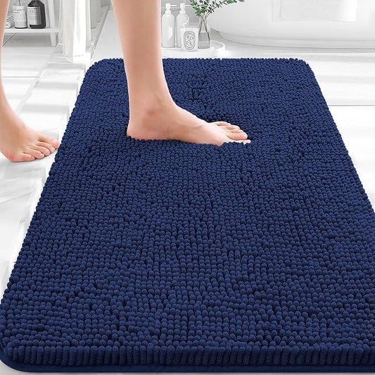OLANLY Bathroom Rugs 30x20, Extra Soft Absorbent Chenille Bath Rugs, Rubber Backing Quick Dry, Machine Washable Bath Mats for Bathroom Floor, Tub and Shower, Home Decor Accessories, Twilight Sapphire - ModernBath