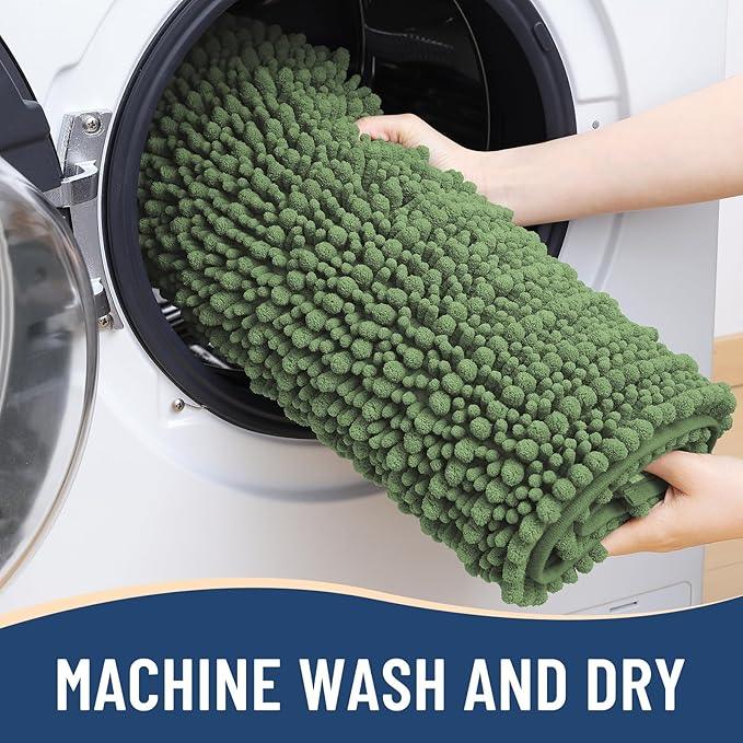 Arotive Luxury Chenille Bathroom Rug Mat, Extra Soft Thick Absorbent Shaggy Bath Rugs, Non-Slip Machine Wash Dry, Plush Bath Mats for Bathroom, Shower and Tub, 30x17, Olive Green - ModernBath