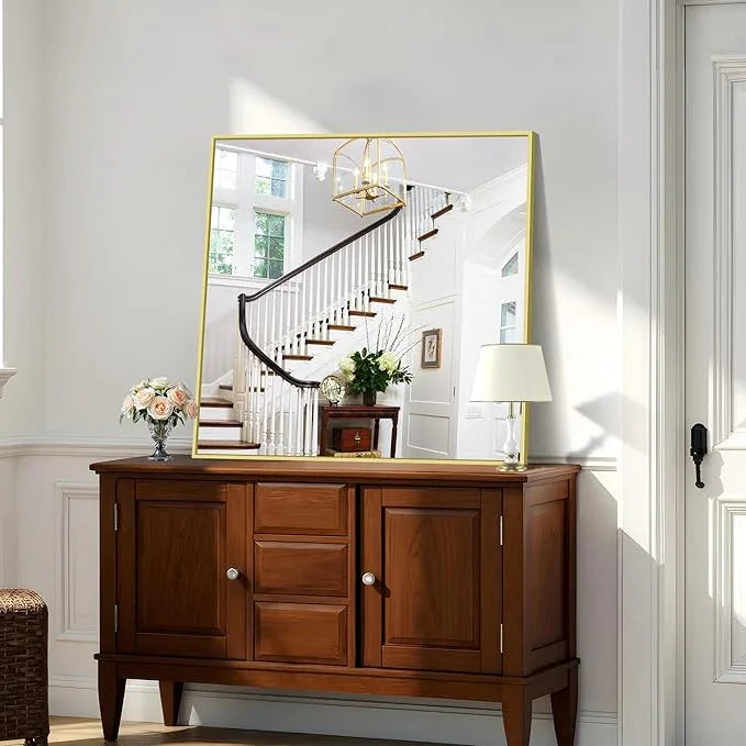 KOCUUY Large Gold Bathroom Mirror, 36x36 Inch Square Mirror for Bathroom Sink, Oversized Wall Mirror with Metal Gold Frame for Living Room, Farmhouse, Entryway, Hang Horizontal/Vertical - ModernBath