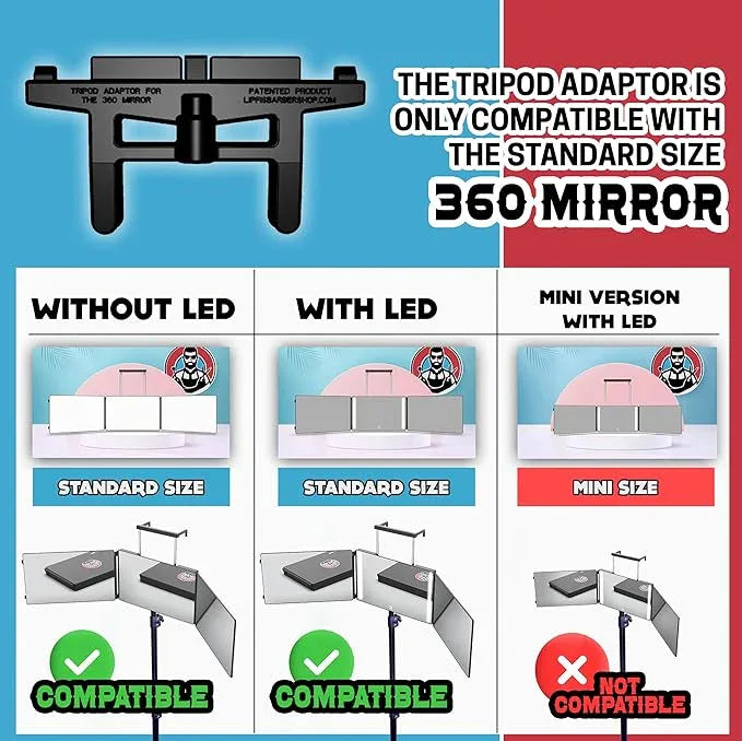 LIPFISBARBERSHOP.COM Tripod Adapter for Standard Size 360° Mirror – Compatible with Adjustable Tripods for Stable, Precise Positioning - ModernBath