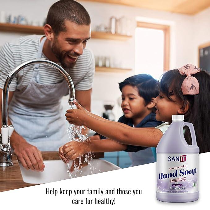 Sanit Antibacterial Foaming Hand Soap Refill - Advanced Formula with Aloe Vera and Moisturizers - All-Natural Moisturizing Hand Wash - Made in USA, Lavender, 1 Gallon - ModernBath