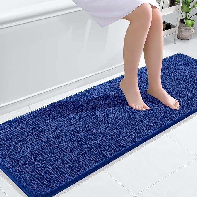 OLANLY Bathroom Rugs 59x20, Extra Soft Absorbent Chenille Bath Rugs, Rubber Backing Quick Dry, Machine Washable Bath Mats for Bathroom Floor, Tub and Shower, Home Decor Accessories, Royal Blue - ModernBath