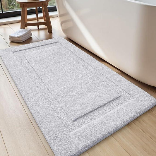LUMI Large Ultra Soft Bathroom Rugs Non Slip with Rubber Backing, Absorbent Washable Bath Mat Quick Dry, Upgraded Premium Microfiber Plush Carpet for Bathtub and Shower Floor, White, 24x43 - ModernBath