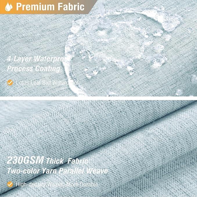 BTTN Extra Long Shower Curtain, 72x84 Inches Long Linen Textured Heavy Duty Fabric Shower Curtain Set with 12 Plastic Hooks, Tall Luxury Simple Waterproof Cloth Shower Curtains for Bathroom - Fog Blue - ModernBath