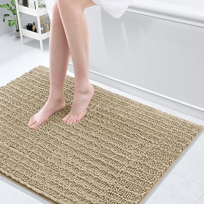 Arotive Luxury Chenille Bathroom Rug Mat, Extra Soft Thick Absorbent Shaggy Bath Rugs, Non-Slip Machine Wash Dry, Plush Bath Mats for Bathroom, Shower and Tub, 40x32, Beige - ModernBath