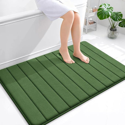 OLANLY Memory Foam Bath Mat 44x32, Super Soft Absorbent Bathroom Rugs, Quick Dry, Machine Washable Shower Floor Rugs, Bathmat Carpet, Bathroom Home Decor Accessories, Olive Green - ModernBath
