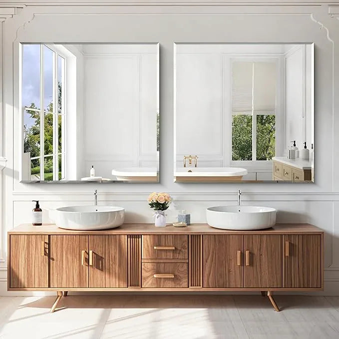 KOCUUY Beveled Mirror, 36x36 Inch Large Frameless Square Bathroom Mirror for Over Sink, Upgraded Shatterproof Beveled Unframed Design Mirror for Bathroom, Bedroom, Hang Horizontal/Vertical - ModernBath