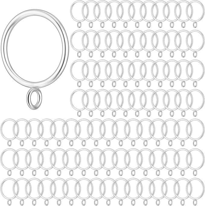 Maitys 100 Pcs Metal Curtain Rings with Eyelet 1.5-inch Inner Diameter Eyelet Curtain Rings for Drapery Clips Hooks for Sliding Window Bathroom Door Shower Rod (Silver) - ModernBath