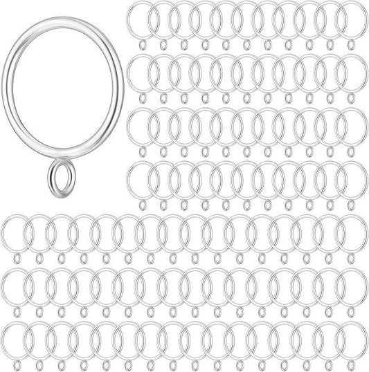 Maitys 100 Pcs Metal Curtain Rings with Eyelet 1.5-inch Inner Diameter Eyelet Curtain Rings for Drapery Clips Hooks for Sliding Window Bathroom Door Shower Rod (Silver) - ModernBath