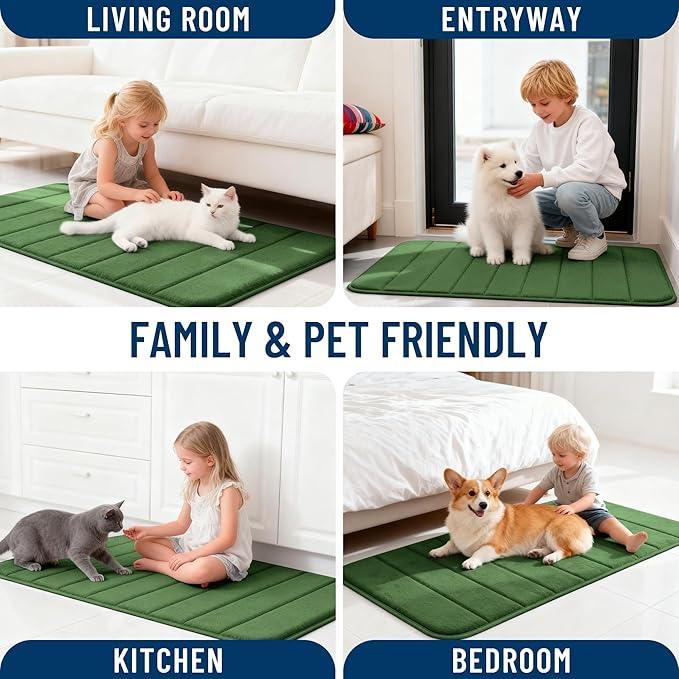 OLANLY Memory Foam Bath Mat 59x35, Super Soft Absorbent Bathroom Rugs, Quick Dry, Machine Washable Shower Floor Rugs, Bathmat Carpet, Bathroom Home Decor Accessories, Olive Green - ModernBath