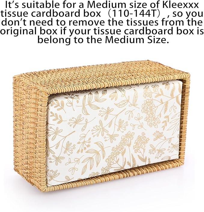 Sumnacon Tissue Box Cover Rectangle Tissue Box Rattan Tissue Box Holder,Wicker Decorative Tissue Holder for Bathroom Toilet Living Room Kitchen Office Table Desk, Yellow - ModernBath