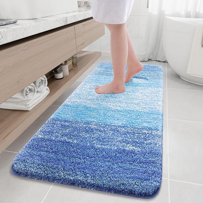 Arotive Microfiber Bathroom Rugs, Shaggy Soft and Absorbent Bath Rug, Non-Slip, Thick Plush Machine Washable Dry Bath Mats for Bathroom, Tub and Shower, 70x24, Light Royal Blue, Rectangular - ModernBath