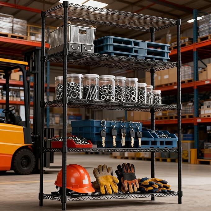 5 Tiers Shelf 1750 lbs Steel Storage Shelving Utility Shelving Unit Steel Organizer Wire Rack for Home,Kitchen,Office,Garage Black 17.7" D x 47.2" W x 72.4" H - ModernBath
