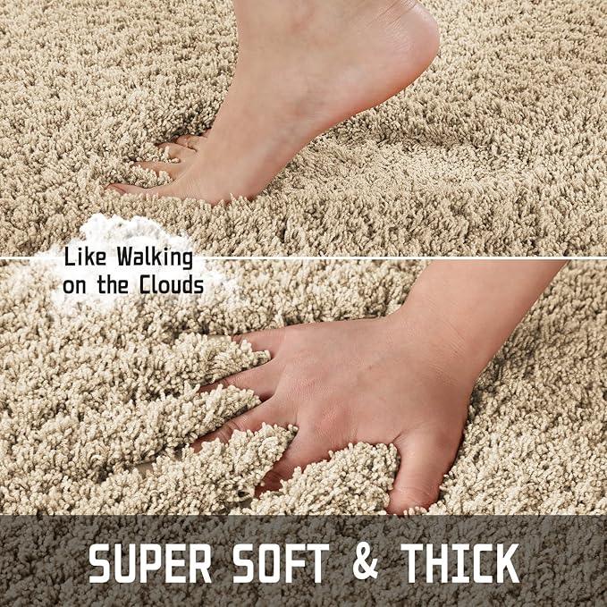 Yimobra Bath Rugs for Bathroom 44x24, Ultra Soft and Water Absorbent Bath Mats, Non Slip Plush Shower Mat Outside, Microfiber Thick Matts for Bathroom Floor/Tub, Machine Washable, Pure Beige - ModernBath