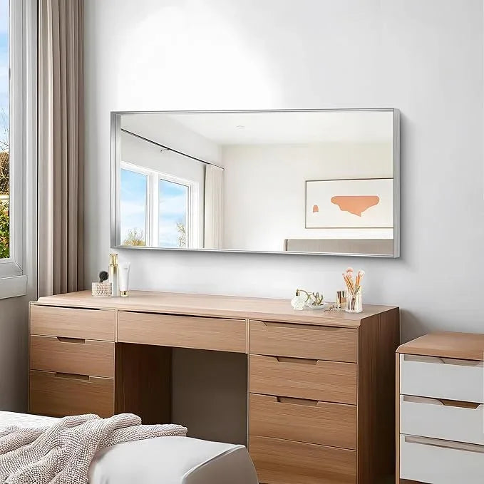 NIMURY Silver Bathroom Mirror, 24x48 Inch Rectangular Framed Mirror, Large Wall Mounted Bathroom Vanity Mirror Over Sink for Bedroom,Restroom, Living Room, Hangs Vertically or Horizontally - ModernBath