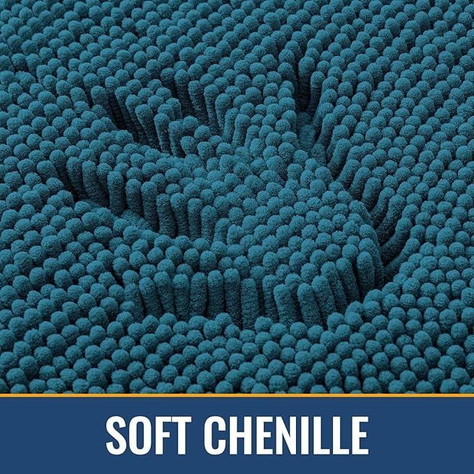 Arotive Bathroom Rugs 24x16, Extra Soft Absorbent Shaggy Chenille Bath Rugs, Machine Washable Rubber Backing Non-Slip Bath Mats for Bathroom Floor Tub and Shower, Home Decor Accessories, Peacock Blue - ModernBath